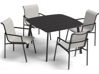Oxford Garden Orso Aluminum Carbon 5 Piece Patio Dining Set with Fog Sling