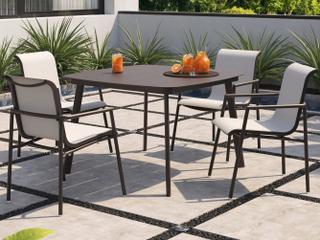 Oxford Garden Orso Aluminum Carbon 5 Piece Patio Dining Set with Fog Sling