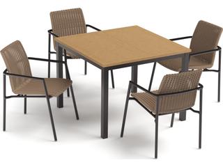 Oxford Garden Orso Wicker Sand 5 Piece Outdoor Patio Dining Set