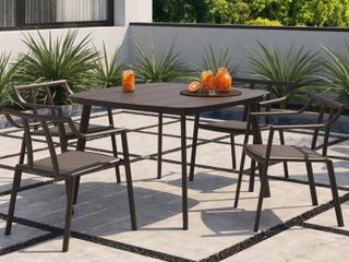 Oxford Garden Markoe Aluminum Carbon 5 Piece Outdoor Patio Dining Set
