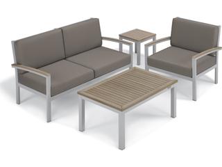 Oxford Garden Travira Aluminum Flint Square Tekwood Top Outdoor Patio End Table
