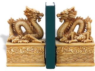 Port 68 Dragon Ivory Bookeneds/Set Of 2 8"H
