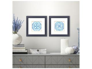 Paragon Blue Textiles I Framed Art - Set of 2