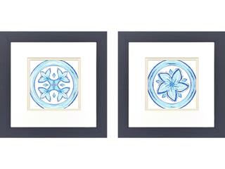 Paragon Blue Textiles II Framed Art - Set of 2