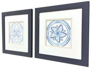 Paragon Blue Textiles II Framed Art - Set of 2