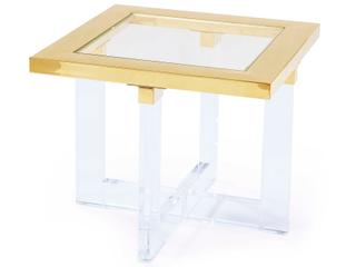 Pasargad Home Vicenza Square Glass White Gold End Table