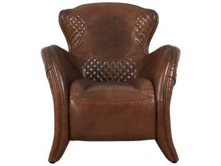 Pasargad Home Vicenza Aspen Brown Leather Accent Chair