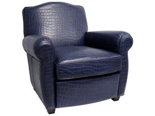 Pasargad Home Vicenza Palermo Blue Leather Accent Chair