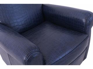 Pasargad Home Vicenza Palermo Blue Leather Accent Chair