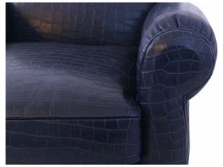 Pasargad Home Vicenza Palermo Blue Leather Accent Chair