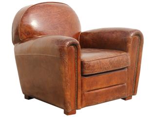 Pasargad Home Paris Club Brown Leather Chair