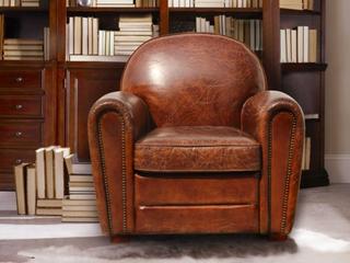 Pasargad Home Paris Club Brown Leather Chair