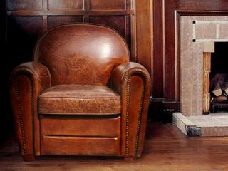 Pasargad Home Paris Club Brown Leather Chair
