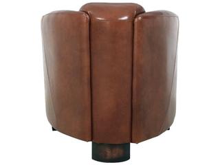 Pasargad Home Vicenza Madison Brown Leather Accent Chair