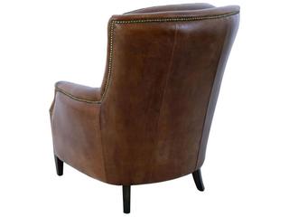 Pasargad Home Vicenza Baker Brown Leather Accent Chair