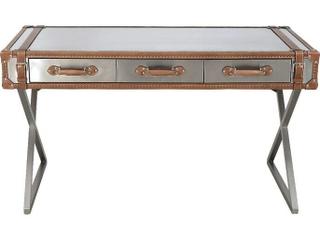 Pasargad Home Vicenza Brookline Brown Silver Writing Desk