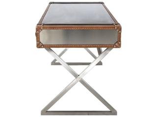 Pasargad Home Vicenza Brookline Brown Silver Writing Desk