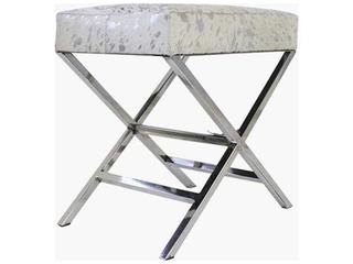 Pasargad Home Safari Silver Cowhide Ottoman