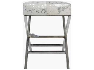 Pasargad Home Safari Silver Cowhide Ottoman