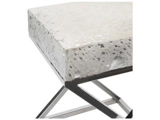 Pasargad Home Safari Silver Cowhide Ottoman