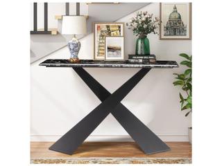 Pasargad Home Luxe Rectangular Marble Black Console Table