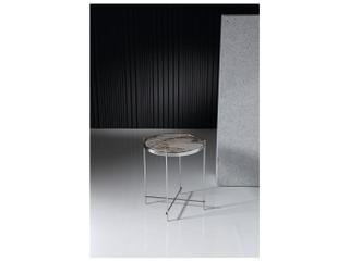 Pasargad Home Luxe Round Glass Multi Chrome End Table