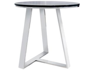 Pasargad Home Luxe Round Glass Black Chrome End Table