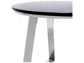 Pasargad Home Luxe Round Glass Black Chrome End Table