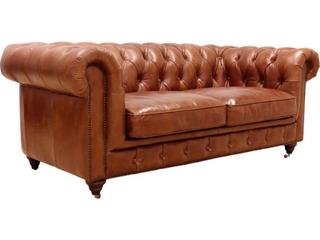 Pasargad Home Paris Club Chester Bay Brown Leather Loveseat