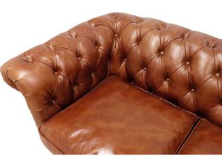 Pasargad Home Paris Club Chester Bay Brown Leather Loveseat