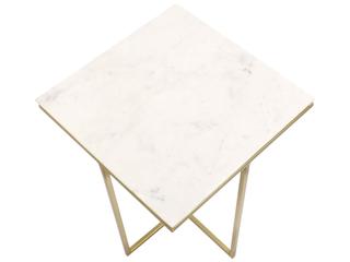 Pasargad Home Beacon Perama Square Marble White Gold End Table