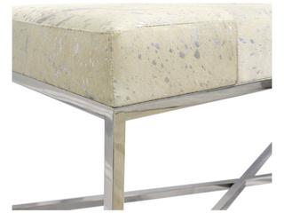 Pasargad Home Safari Silver White Cowhide Accent Bench