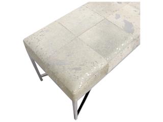 Pasargad Home Safari Silver White Cowhide Accent Bench