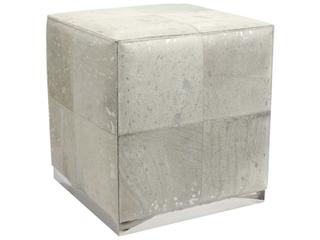 Pasargad Home Safari Silver Cowhide Ottoman