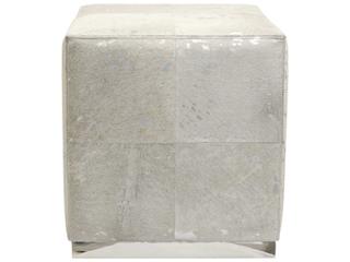 Pasargad Home Safari Silver Cowhide Ottoman