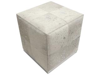 Pasargad Home Safari Silver Cowhide Ottoman