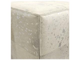 Pasargad Home Safari Silver Cowhide Ottoman