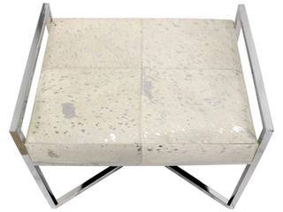 Pasargad Home Safari Silver White Cowhide Accent Bench