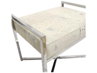 Pasargad Home Safari Silver White Cowhide Accent Bench