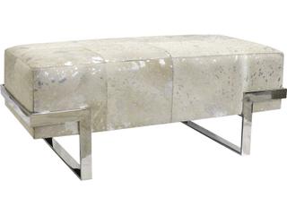 Pasargad Home Safari Silver White Cowhide Accent Bench