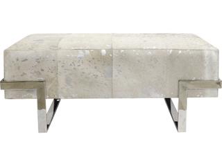 Pasargad Home Safari Silver White Cowhide Accent Bench