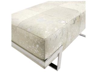Pasargad Home Safari Silver White Cowhide Accent Bench