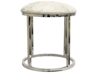 Pasargad Home Safari Silver White Cowhide Accent Stool