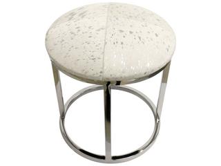 Pasargad Home Safari Silver White Cowhide Accent Stool
