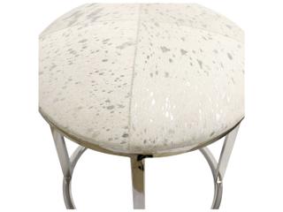 Pasargad Home Safari Silver White Cowhide Accent Stool