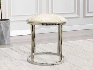 Pasargad Home Safari Silver White Cowhide Accent Stool