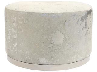 Pasargad Home Safari Silver Cowhide Ottoman