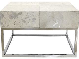 Pasargad Home Safari Square Leather Silver Coffee Table