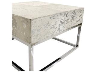Pasargad Home Safari Square Leather Silver Coffee Table