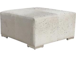 Pasargad Home Safari Silver Cowhide Ottoman